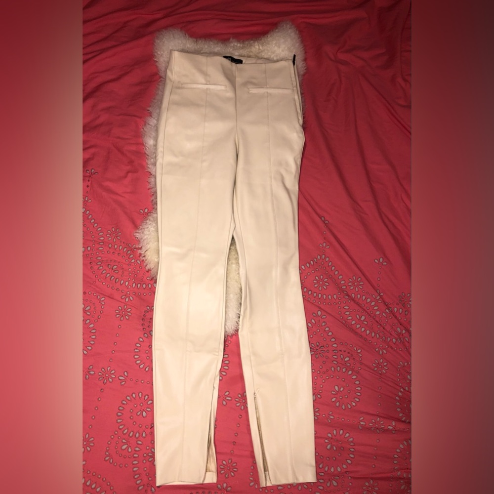 Zara Leather pants cream (white)